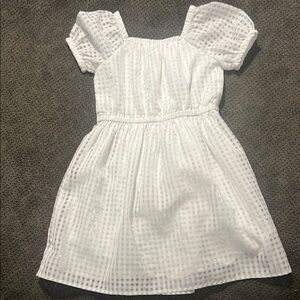 Girls Chic White Dress with Textured Puff Sleeves (J Crew)